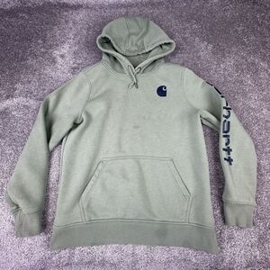 Carhartt Hoodie Boys Youth Medium Relaxed Fit Light Green Pullover Outdoors Work
